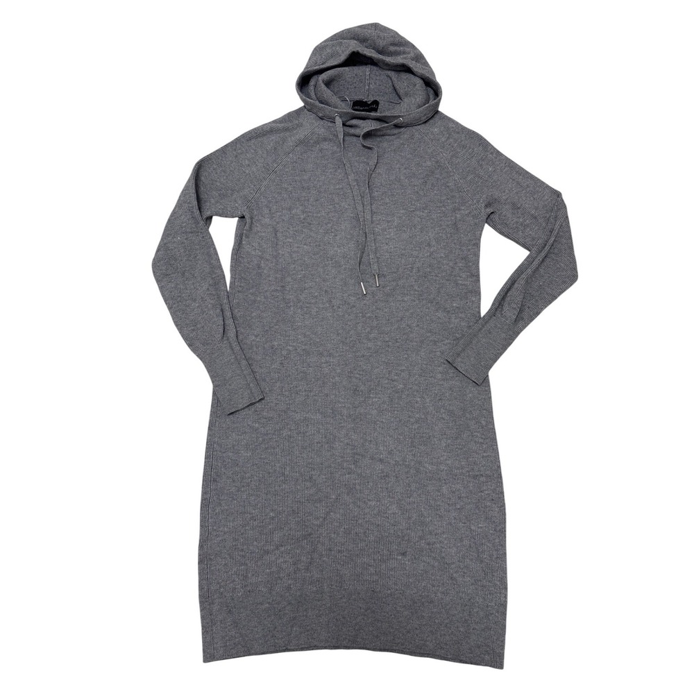 Cynthia Rowley Gray Ribbed Knit Hooded Sweater Dress Womens Small Long Sleeve